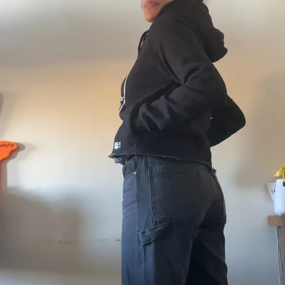 SUPERDRY Black Turtleneck Cropped Hoodie - Picture 4 of 7